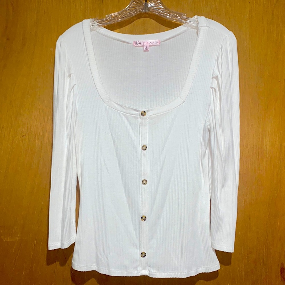 Crave Fame Long Sleeve Low Square Cut Blouse